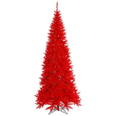 VICKERMAN 4.5 ft. x 24 in. Red Slim Fir Christmas Tree with 400 Tips K161245
